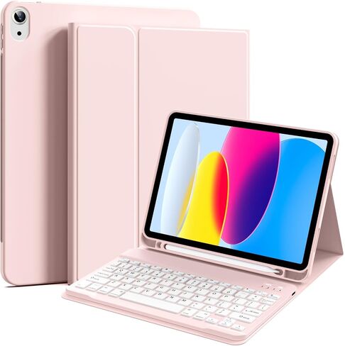 حالة لوحة المفاتيح لـ iPad 10th Generation 10.9 بوصة 2022 ، لوحة مفاتيح Bluetooth اللاسلكية القابلة للفصل المغناطيسية ، ودعم 3 نظام ، وقصة ، مع حامل قلم رصاص لـ iPad 10.9 "، الوردي in Saudi Arabia