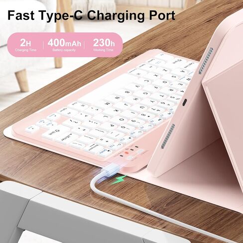 حالة لوحة المفاتيح لـ iPad 10th Generation 10.9 بوصة 2022 ، لوحة مفاتيح Bluetooth اللاسلكية القابلة للفصل المغناطيسية ، ودعم 3 نظام ، وقصة ، مع حامل قلم رصاص لـ iPad 10.9 "، الوردي in Saudi Arabia