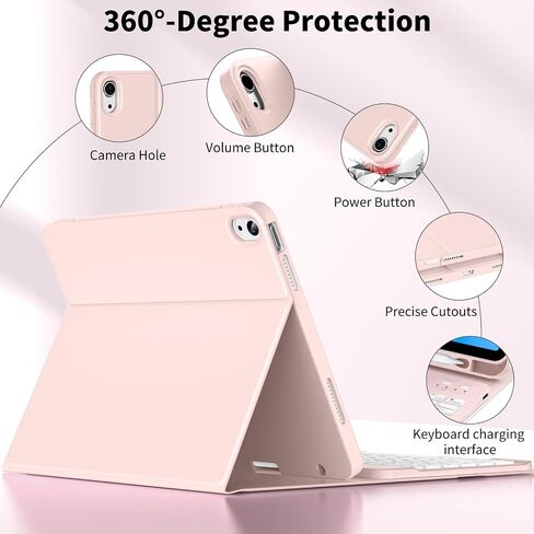 حالة لوحة المفاتيح لـ iPad 10th Generation 10.9 بوصة 2022 ، لوحة مفاتيح Bluetooth اللاسلكية القابلة للفصل المغناطيسية ، ودعم 3 نظام ، وقصة ، مع حامل قلم رصاص لـ iPad 10.9 "، الوردي in Saudi Arabia
