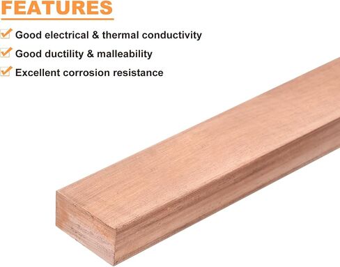 uxcell Copper Flat Bar, 0.31" Thickness x 0.98" Width x 5.91" Length Copper Bus Bar Stock Plate Mill for Electrical (8mm x 25mm x 150mm) in Saudi Arabia