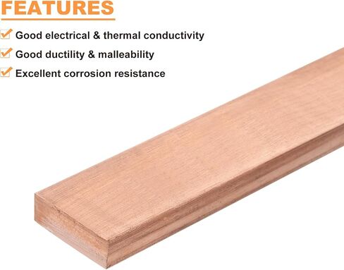 uxcell Copper Flat Bar, 0.31" Thickness x 0.98" Width x 5.91" Length Copper Bus Bar Stock Plate Mill for Electrical (8mm x 25mm x 150mm) in Saudi Arabia