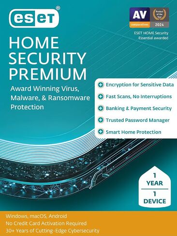 ESET Home Security Essential | مكافحة الفيروسات | 2025 الطبعة | 3 أجهزة | 1 سنة | الخدمات المصرفية الآمنة | حماية الخصوصية | حماية إنترنت الأشياء | الفدية | التنزيل الرقمي [PC/MAC/Android] in Saudi Arabia