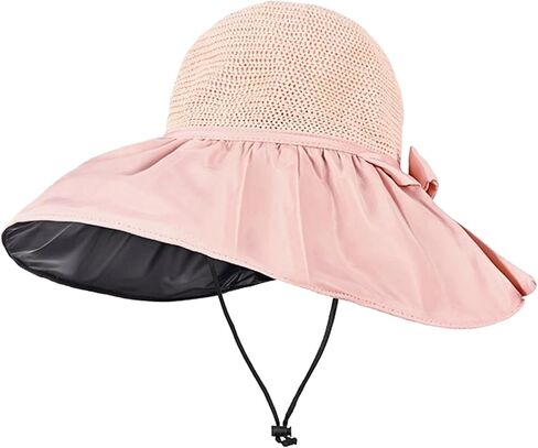KXF Women Summer Beach Hat Super UV Protection Beach Sunhat مع طبقة مطاطية أسود للسيدات in Kuwait
