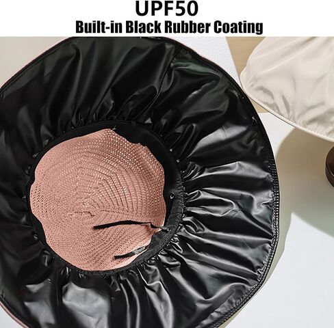 KXF Women Summer Beach Hat Super UV Protection Beach Sunhat مع طبقة مطاطية أسود للسيدات in Kuwait