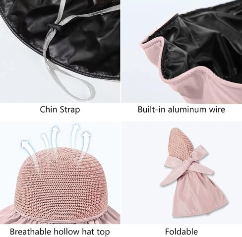 KXF Women Summer Beach Hat Super UV Protection Beach Sunhat مع طبقة مطاطية أسود للسيدات in Kuwait