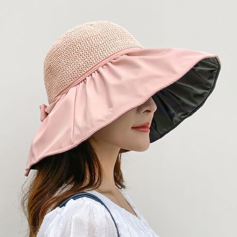 KXF Women Summer Beach Hat Super UV Protection Beach Sunhat مع طبقة مطاطية أسود للسيدات in Kuwait