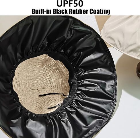 KXF Women Summer Beach Hat Super UV Protection Beach Sunhat مع طبقة مطاطية أسود للسيدات in Kuwait