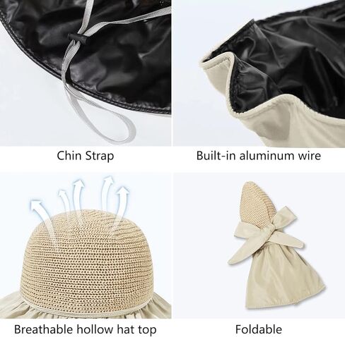 KXF Women Summer Beach Hat Super UV Protection Beach Sunhat مع طبقة مطاطية أسود للسيدات in Kuwait