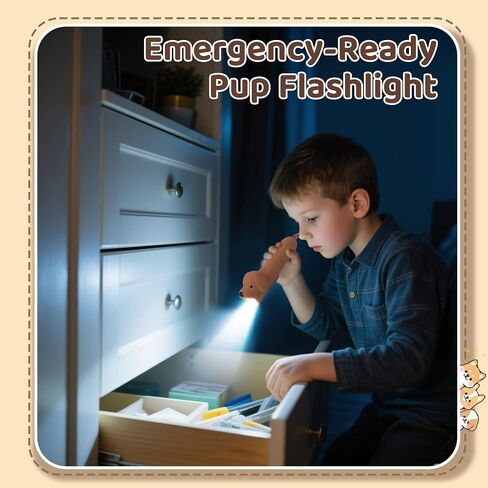 Ammonite Toddler Flashlight - Soft Baby Dog Silicone Night Light, Child-Safe Rechargeable Flashlight for Bedtime, Indoor Outdoor Emergency Use with Easy-Grip Handle in Saudi Arabia