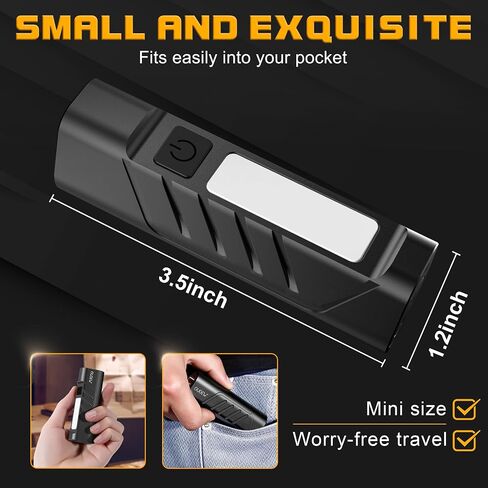 Rechargeable EDC Flashlight with Red Beam and White LED Combo, 900 Lumens Portable Pocket Lights, USB-C Charging, IPX4, Triple Sources for Outdoors Emergency Working (Black) in Saudi Arabia