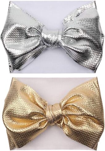 ربطة رأس للأطفال من YanJie باللون الذهبي والفضي مقاس 5 بوصات، ربطة رأس فوضوية كبيرة قابلة للتمدد باللون البرونزي، عصابة رأس على شكل عمامة، قطعتان/الحزمة (5-TJ-Cailan) in Kuwait