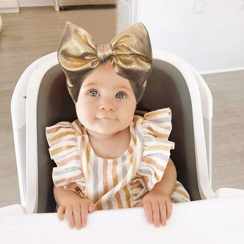 ربطة رأس للأطفال من YanJie باللون الذهبي والفضي مقاس 5 بوصات، ربطة رأس فوضوية كبيرة قابلة للتمدد باللون البرونزي، عصابة رأس على شكل عمامة، قطعتان/الحزمة (5-TJ-Cailan) in Kuwait