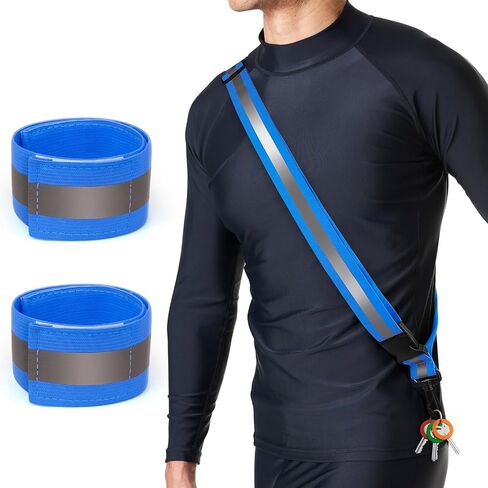 Simket Reflective Running Gear, High Visibility Reflective Belt for Hiking Walking Biking, Military Reflective Sash for Body Wrist (3 Pcs) in Kuwait