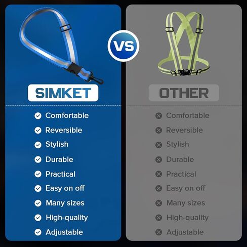 Simket Reflective Running Gear, High Visibility Reflective Belt for Hiking Walking Biking, Military Reflective Sash for Body Wrist (3 Pcs) in Kuwait