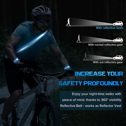 Simket Reflective Running Gear, High Visibility Reflective Belt for Hiking Walking Biking, Military Reflective Sash for Body Wrist (3 Pcs) in Kuwait