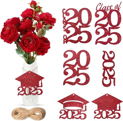 Jutom 48 Pcs Glitter 2024 Cutouts Tags 2024 Graduation Cutouts 2024 Decoration Party Favor Tag Class of 2024 Centerpiece with 708.6 Inch Rope for 2024 Graduation and New Year Party Decoration (Black) in Saudi Arabia