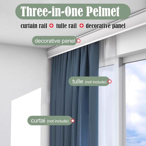 ستارة ZSHINE ثلاثة في واحد بمسارات مزدوجة وستارة سقفية للتعليق لغرفة المعيشة وغرفة النوم (13.1 قدم رمادي) in Kuwait