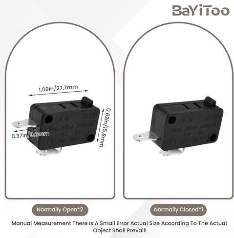 3 Pcs KW3AT-16A Microwave Oven Door Switch, 16A 125VAC Microwave Oven Door Switch Replacement Part (2X Normally Open + 1x Normally Closed) in Saudi Arabia