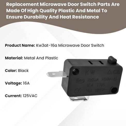 3 Pcs KW3AT-16A Microwave Oven Door Switch, 16A 125VAC Microwave Oven Door Switch Replacement Part (2X Normally Open + 1x Normally Closed) in Saudi Arabia