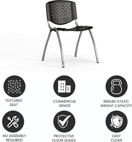 Flash Furniture HERCULES -5 Pack 880 lb. Capacity Green Plastic Stack Chair | Comfortable Seating with Durable Design in Saudi Arabia