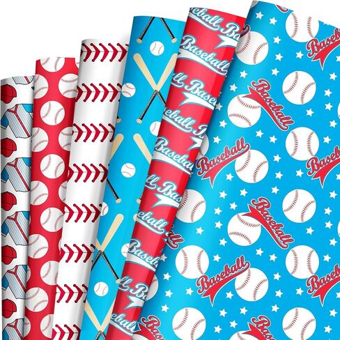 Dtiafu 3D Effect Baseball Wrapping Paper - Sport Wrapping Paper - Unique Design For Girls Boys Women Birthday Baby Shower Holiday - 20 X 28Inch Per Sheet（6 Sheets in Saudi Arabia