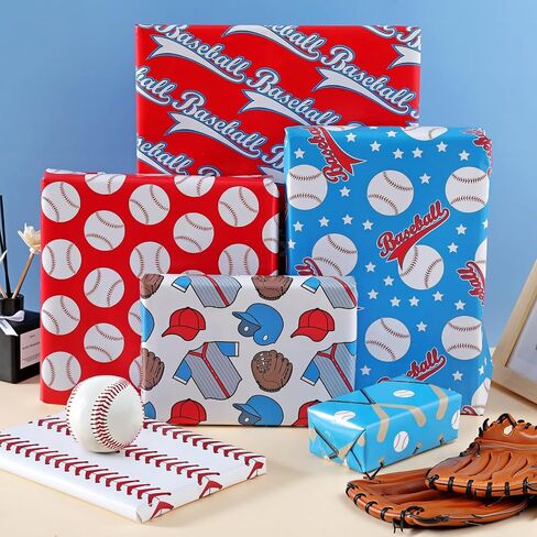 Dtiafu 3D Effect Baseball Wrapping Paper - Sport Wrapping Paper - Unique Design For Girls Boys Women Birthday Baby Shower Holiday - 20 X 28Inch Per Sheet（6 Sheets in Saudi Arabia
