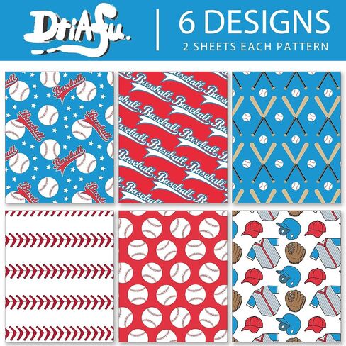 Dtiafu 3D Effect Baseball Wrapping Paper - Sport Wrapping Paper - Unique Design For Girls Boys Women Birthday Baby Shower Holiday - 20 X 28Inch Per Sheet（6 Sheets in Saudi Arabia