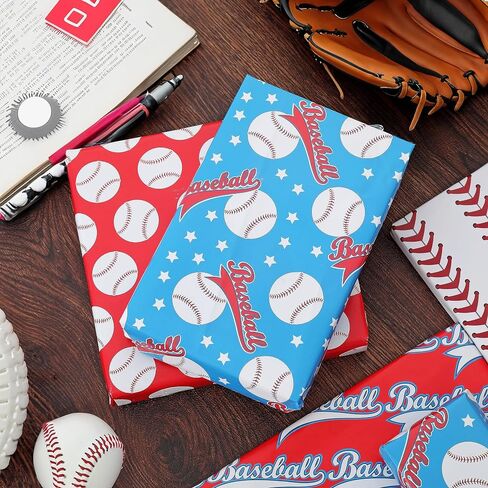 Dtiafu 3D Effect Baseball Wrapping Paper - Sport Wrapping Paper - Unique Design For Girls Boys Women Birthday Baby Shower Holiday - 20 X 28Inch Per Sheet（6 Sheets in Saudi Arabia