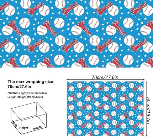 Dtiafu 3D Effect Baseball Wrapping Paper - Sport Wrapping Paper - Unique Design For Girls Boys Women Birthday Baby Shower Holiday - 20 X 28Inch Per Sheet（6 Sheets in Saudi Arabia