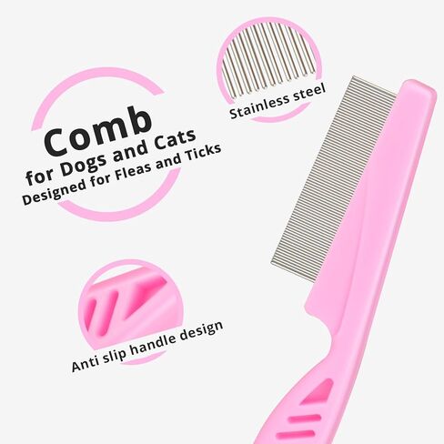 4 Pack Double sided Pet Combs,Fine Tooth Comb, Grooming Flea Tick Lice Dandruff Removal Fine Tooth Hair Combs for Cats Dogs Puppy in Kuwait