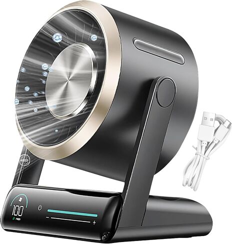 مروحة مكتب هادئة - سطح المكتب البارد Small Fan Cooler - Air Circulator 100 سرعات ، إكسسوارات سفر رقمية هادئة قابلة لإعادة الشحن لغرفة نوم التخييم في الهواء الطلق in Kuwait