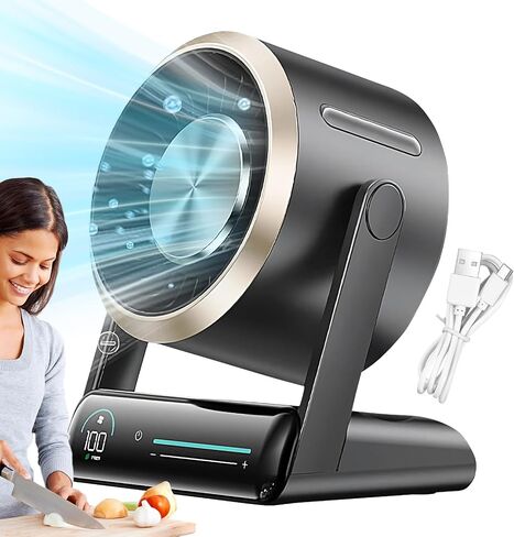 مروحة مكتب هادئة - سطح المكتب البارد Small Fan Cooler - Air Circulator 100 سرعات ، إكسسوارات سفر رقمية هادئة قابلة لإعادة الشحن لغرفة نوم التخييم في الهواء الطلق in Kuwait