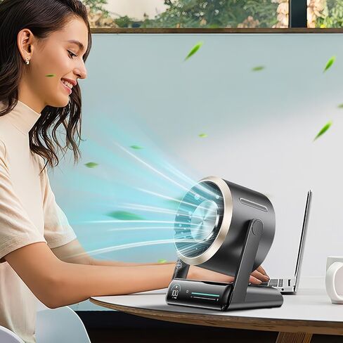 مروحة مكتب هادئة - سطح المكتب البارد Small Fan Cooler - Air Circulator 100 سرعات ، إكسسوارات سفر رقمية هادئة قابلة لإعادة الشحن لغرفة نوم التخييم في الهواء الطلق in Kuwait