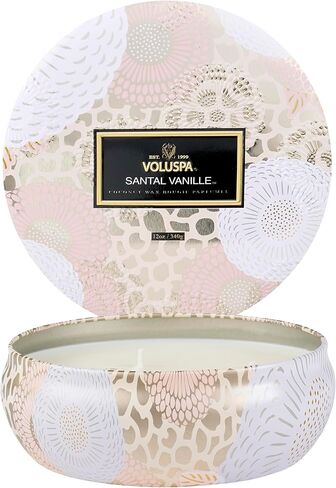 Voluspa 3 Wick Tin Candle - Santal Vanille by Voluspa for Unisex - 12 oz Candle in Saudi Arabia