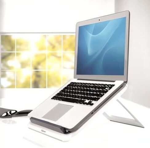 FOMSAF Fellowes I-Spire Series Laptop Stand for Desk Adjustable Height Portable Laptop Riser for The Home and Office - Max Monitor Size 17", Max Weight 4KG - White in Saudi Arabia