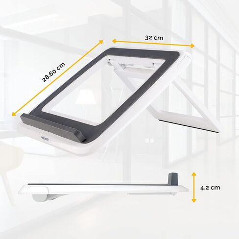 FOMSAF Fellowes I-Spire Series Laptop Stand for Desk Adjustable Height Portable Laptop Riser for The Home and Office - Max Monitor Size 17", Max Weight 4KG - White in Saudi Arabia