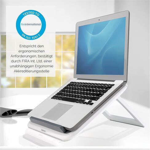 FOMSAF Fellowes I-Spire Series Laptop Stand for Desk Adjustable Height Portable Laptop Riser for The Home and Office - Max Monitor Size 17", Max Weight 4KG - White in Saudi Arabia