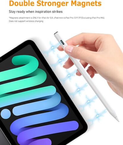 Pen Stylus for iPad 2018-2025 | قلم رصاص مغناطيسي مع عرض بطارية LED | شحن سريع | نصيحة بدقة 1.5 مم | متوافق مع iPad Pro/Air/Mini 6-10th Gen in Saudi Arabia