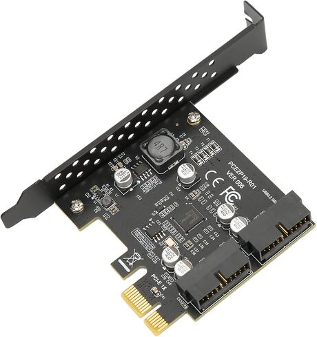 KIMISS PCIE to USB 3.2 Expansion Card - 5Gbps High Speed USB 3.2 Gen1 Dual Port 19PIN Connector Riser Card for PC - Plug and Play Compatibility with & (19PIN Black Board) in Saudi Arabia