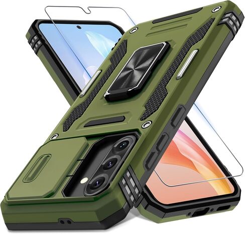 قضية Deerlamn لـ Samsung Galaxy A36 5G ، حالة Galaxy A56 مع غطاء الكاميرا الشريحة+واقي الشاشة ، Ring Ring Ring Sgenter Groof Green-Olive Green in Kuwait