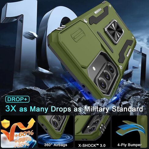 قضية Deerlamn لـ Samsung Galaxy A36 5G ، حالة Galaxy A56 مع غطاء الكاميرا الشريحة+واقي الشاشة ، Ring Ring Ring Sgenter Groof Green-Olive Green in Kuwait