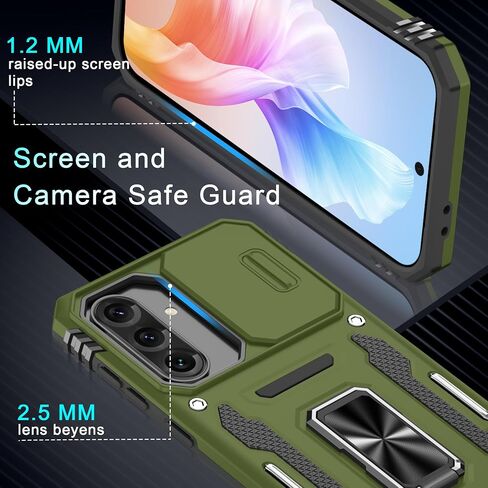 قضية Deerlamn لـ Samsung Galaxy A36 5G ، حالة Galaxy A56 مع غطاء الكاميرا الشريحة+واقي الشاشة ، Ring Ring Ring Sgenter Groof Green-Olive Green in Kuwait