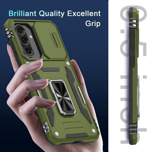 قضية Deerlamn لـ Samsung Galaxy A36 5G ، حالة Galaxy A56 مع غطاء الكاميرا الشريحة+واقي الشاشة ، Ring Ring Ring Sgenter Groof Green-Olive Green in Kuwait