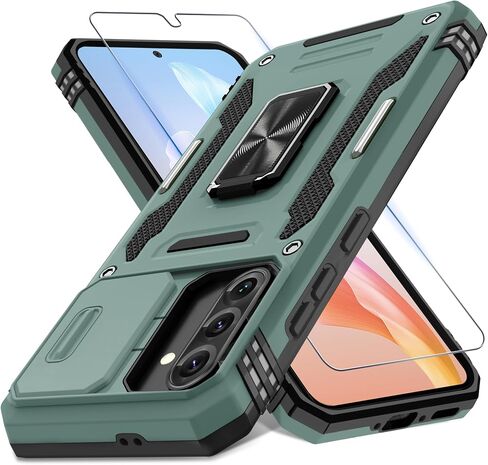 قضية Deerlamn لـ Samsung Galaxy A36 5G ، حالة Galaxy A56 مع غطاء الكاميرا الشريحة+واقي الشاشة ، Ring Ring Ring Sgenter Groof Green-Olive Green in Kuwait