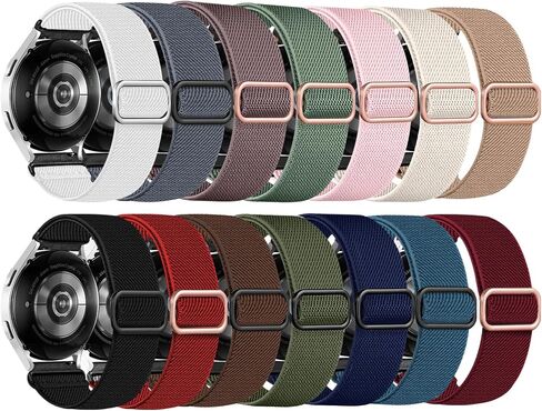 14 Pack Elastic Nylon Band Compatible for Samsung Galaxy Watch 7 6 5 4 Band 40mm 44mm/Watch FE 40mm/Watch 5 Pro 45mm/Watch 6 Classic 43mm 47mm/Active 2,20mm Stretchy Sport Strap for Men Women in Saudi Arabia