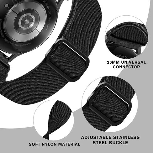 14 Pack Elastic Nylon Band Compatible for Samsung Galaxy Watch 7 6 5 4 Band 40mm 44mm/Watch FE 40mm/Watch 5 Pro 45mm/Watch 6 Classic 43mm 47mm/Active 2,20mm Stretchy Sport Strap for Men Women in Saudi Arabia