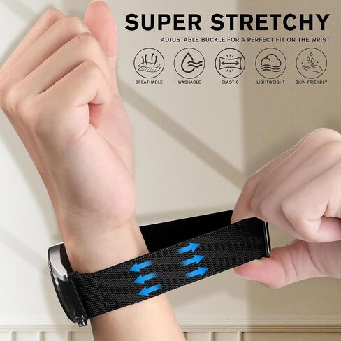 14 Pack Elastic Nylon Band Compatible for Samsung Galaxy Watch 7 6 5 4 Band 40mm 44mm/Watch FE 40mm/Watch 5 Pro 45mm/Watch 6 Classic 43mm 47mm/Active 2,20mm Stretchy Sport Strap for Men Women in Saudi Arabia