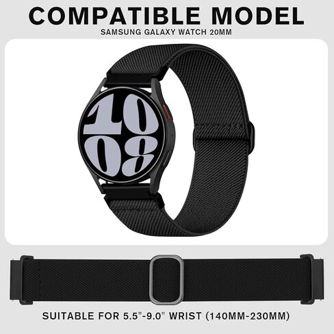 14 Pack Elastic Nylon Band Compatible for Samsung Galaxy Watch 7 6 5 4 Band 40mm 44mm/Watch FE 40mm/Watch 5 Pro 45mm/Watch 6 Classic 43mm 47mm/Active 2,20mm Stretchy Sport Strap for Men Women in Saudi Arabia
