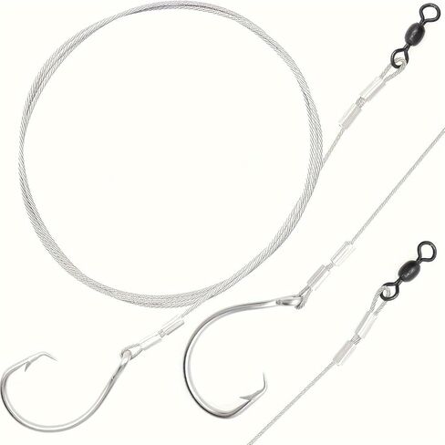 YOTO Heavy Duty Shark Rig for Surf Fishing – 4PCS Stainless Steel Wire Leader, Durable Hooks & Swivels, Perfect for Shark & Big Game Fishing in Saudi Arabia