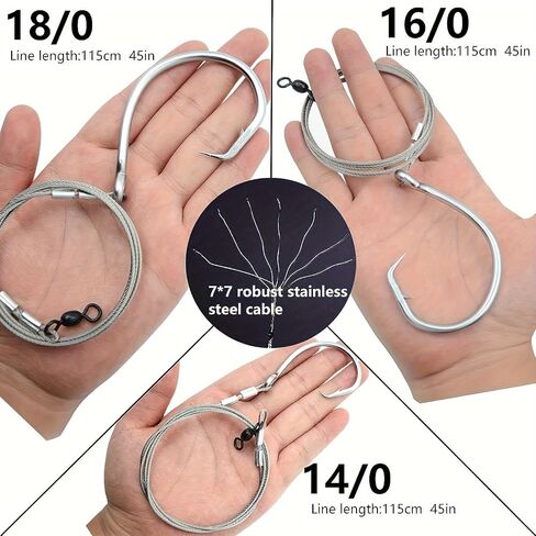 YOTO Heavy Duty Shark Rig for Surf Fishing – 4PCS Stainless Steel Wire Leader, Durable Hooks & Swivels, Perfect for Shark & Big Game Fishing in Saudi Arabia